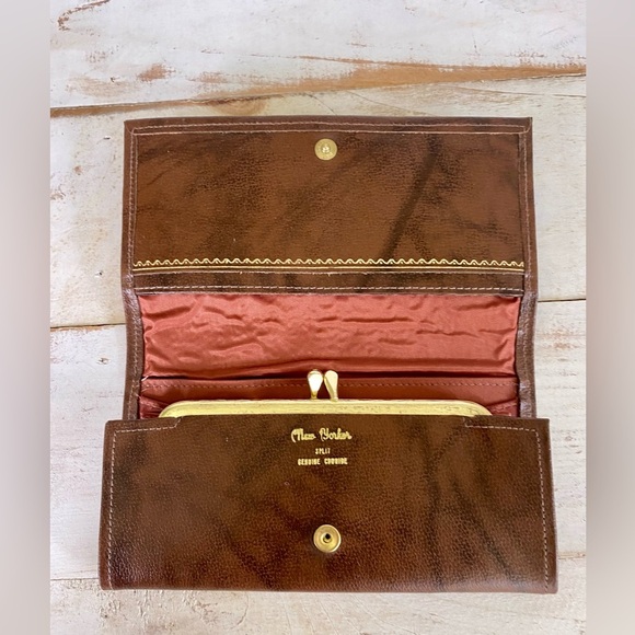 NEW YORKER brown split genuine cowhide marbled leather wallet vintage 70s RaRe - Picture 6 of 12
